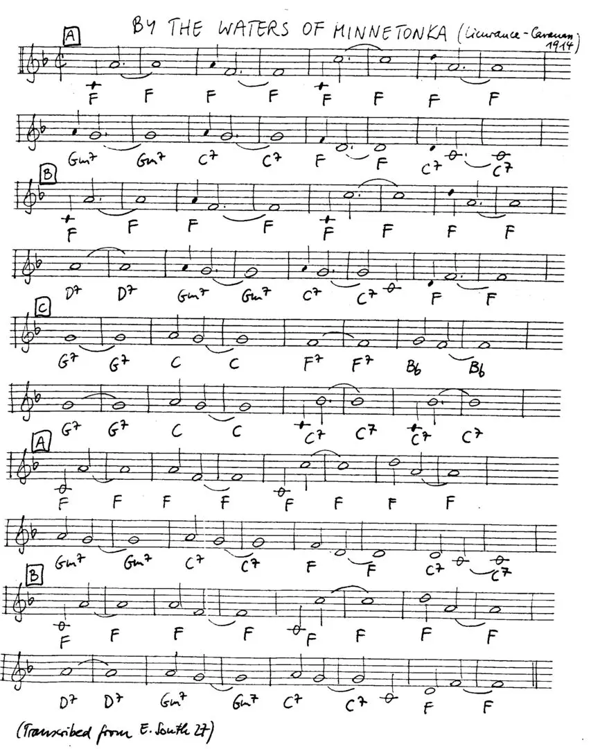 by the waters of minnetonka free jazz leadsheet - Courtesy of the Jungle Jazz Band